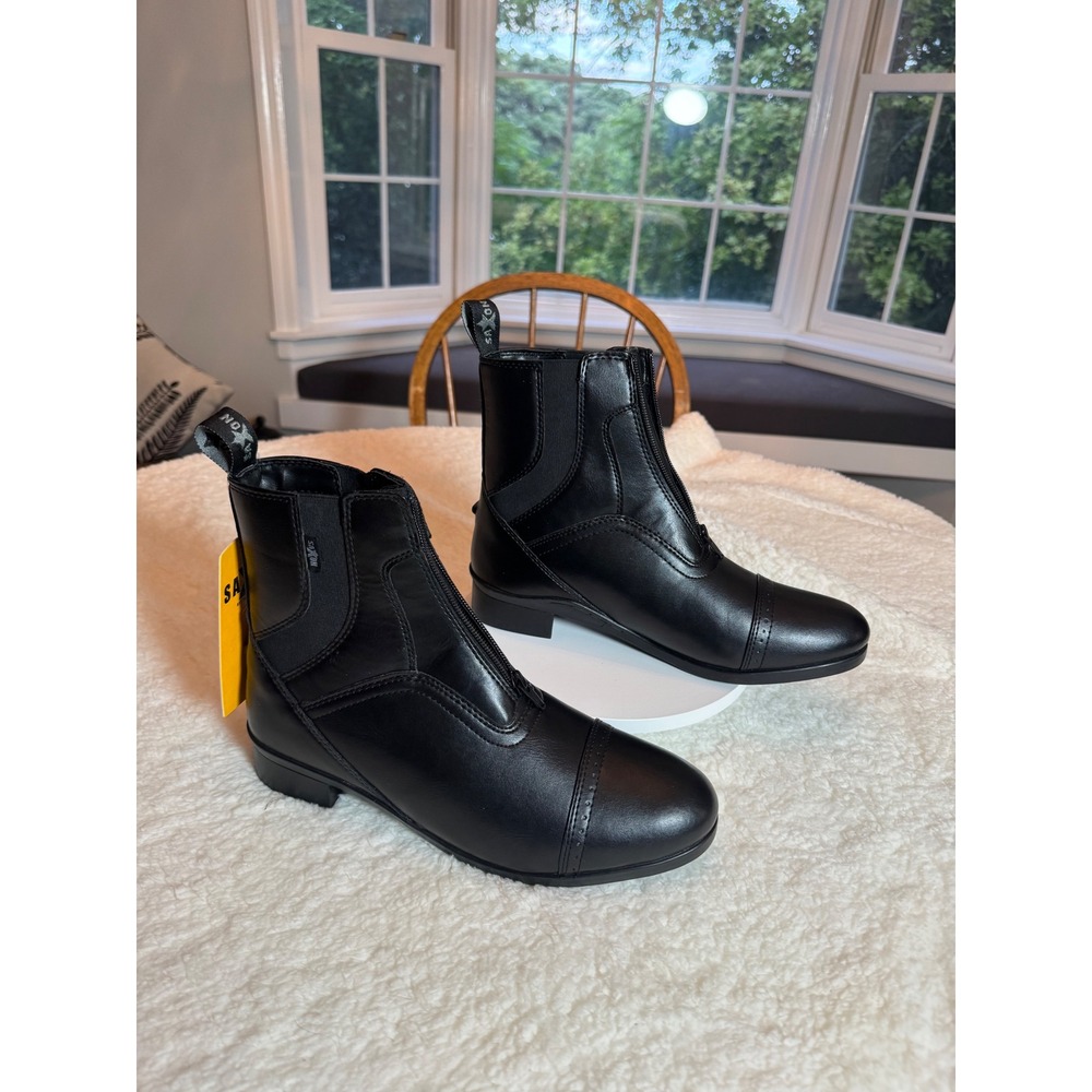 Saxon Syntovia Front Zip Paddock Boots Vegan Leather Size 10 Equestrian Riding